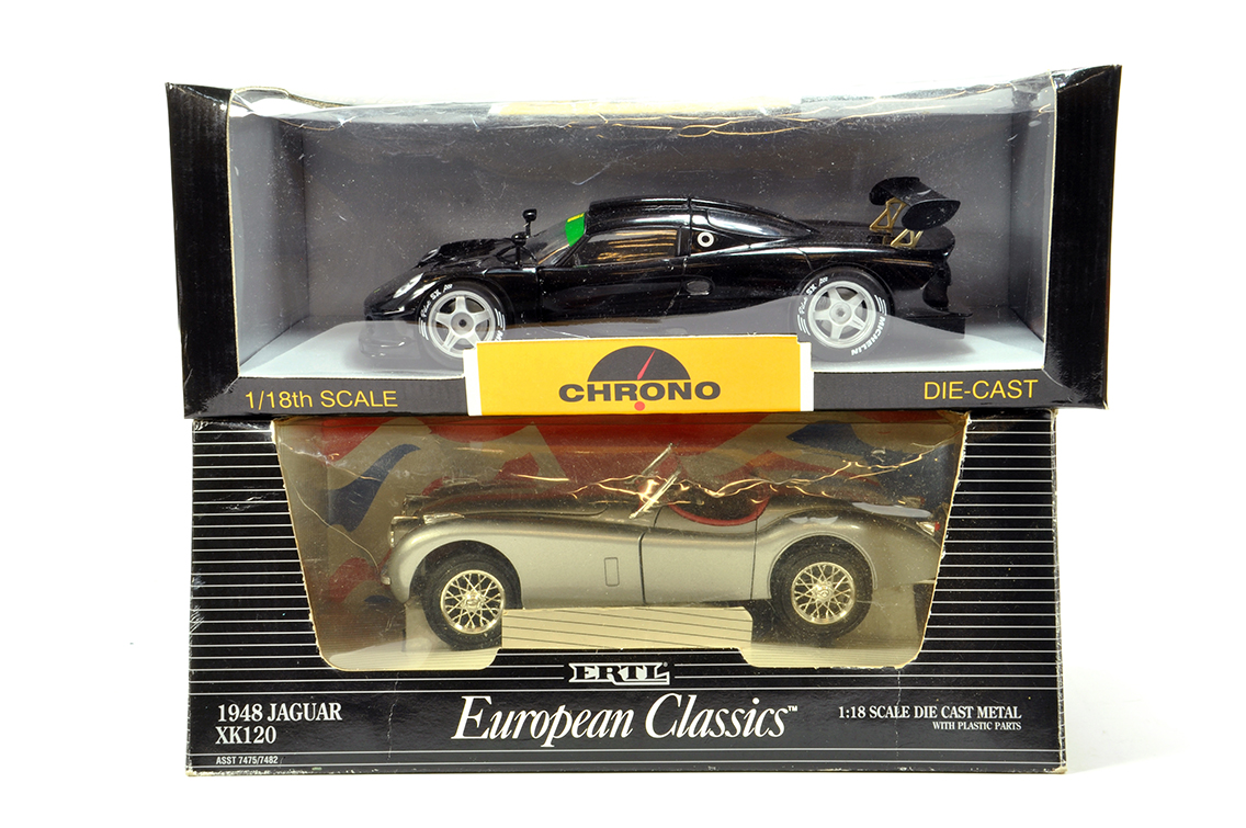 Ertl Diecast 1/16 scale issue comprising Jaguar XK120 plus Chrono issue. NM in Boxes.