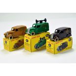 Trio of White Metal Reproduction Dinky Commercials comprising No. 28SP2 Delivery Van, 34SP1