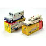 Dinky Diecast Duo comprising No. 275 Brinks Armoured Car plus 263 Superior Criterion Ambulance. F to