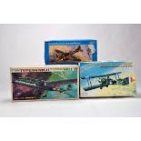 Trio of plastic model aircraft kits from various makers including Novo, LS and Eastern Express.