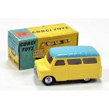 Corgi No. 404 Bedford CA Dormobile in yellow with blue roof. E to NM in G to VG Box.