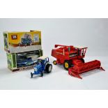 Britains 1/32 Farm Issues comprising Ford 5000 Tractor, Land Rover and MF760 Combine. G to NM in