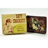 A vintage issue of an offical Walt Disney Davy Crockett Leather Wallet with box. Generally E.