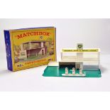 Matchbox No. MG1 Service Station. Green and White. Complete. Generally E in E Box.