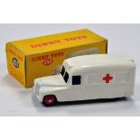 Dinky No. 253 Daimler Ambulance with white body and red ridged hubs. E to NM in VG to E box.