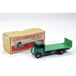 Dinky No. 513 Guy Flat Truck with Tailboard with 1st type cab, dark green cab and chassis. Light