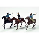 Trio of Metal Mounted Figures including Britains Cowboy x 2 plus Civilian Issue. G to E.