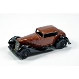 Dinky No. 36c Humber with brown body, black chassis and ridged hubs. Lovely bright example is E.