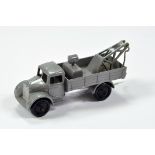 Dinky No. 30e Breakdown Truck Car in light grey with closed rear window, wire hook, black ridged