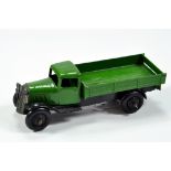 Dinky No. 25E Tipping Wagon in green with black chassis, ridged hubs and smooth tyres. Bright