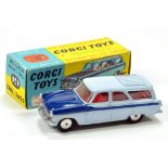 Corgi No. 424 Ford Zephyr Estate Car in two-tone blue, lemon interior plus silver trim and spun