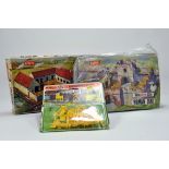 Airfix Plastic Model Kits comprising HO issue Roman Fort, Stephenson Rocket and one other. Appear