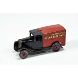 Dinky No. 28C Pre-war Delivery Van Manchester Guardian. Black and Red with gold lettering with black