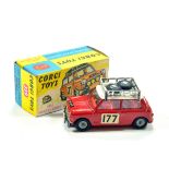 Corgi No. 339 BMC Mini Cooper S Rallye Monte Carlo with red body and interior, white roof, spun