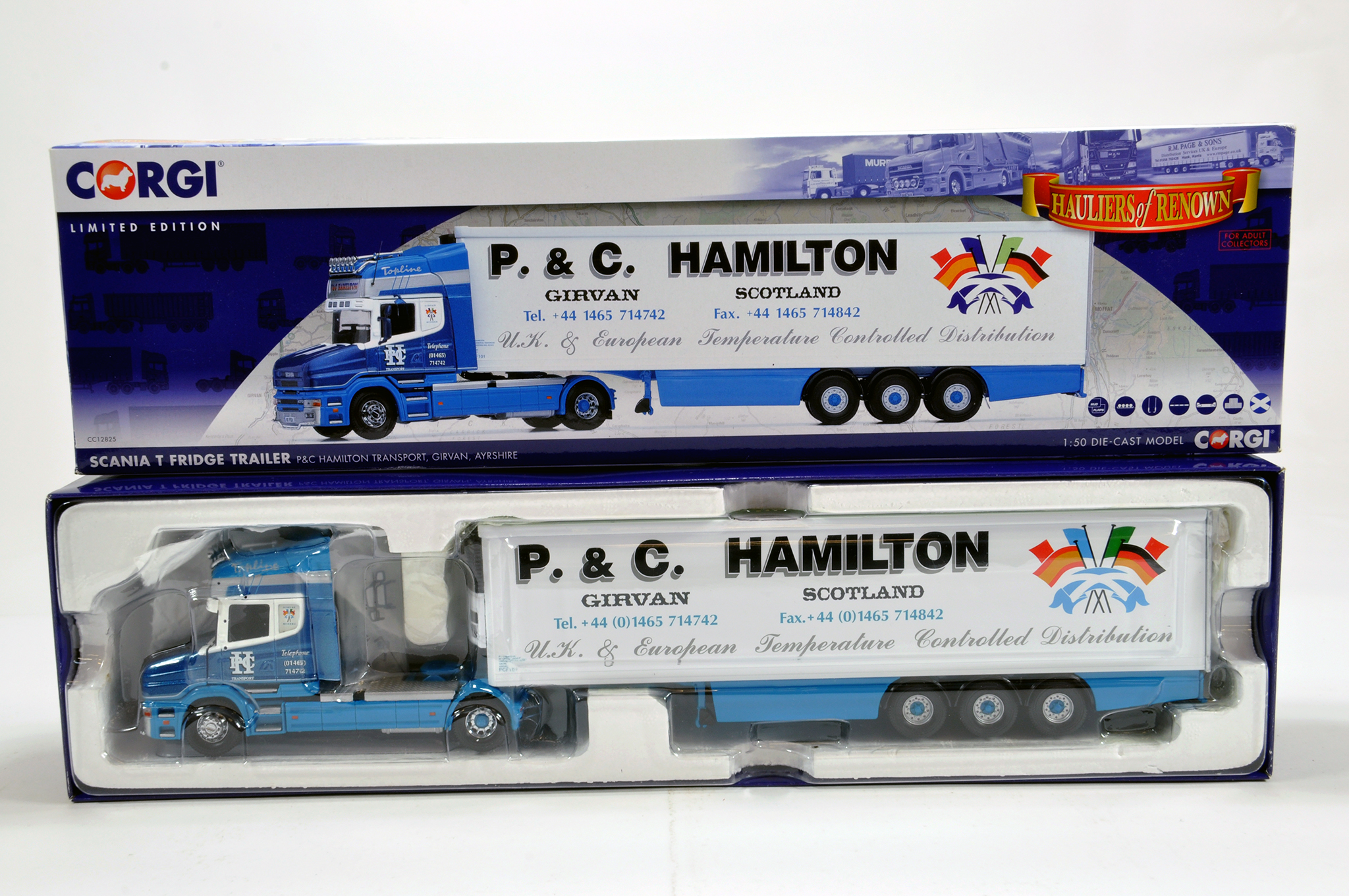 Corgi 1/50 Diecast Truck Issue Comprising No. CC12825 Scania T Fridge Trailer in livery of P&C