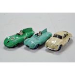 Dinky Trio of Diecast Car Issues comprising Connaught, Jaguar Type D and Porsche 356A. Generally