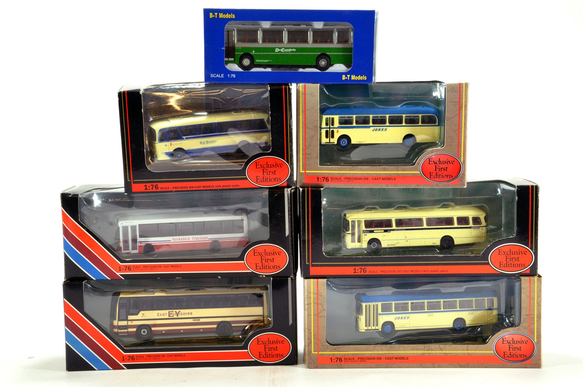 Assortment of diecast bus models comprising varoius EFE Issues. Generally NM to M in Boxes. (7)