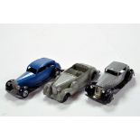 Dinky Trio of Diecast Car Issues comprising Rolls Royce, Bentley and Lagonda. Generally F to G. (3)