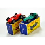 Matchbox 1-75 No. 73 Ferrari Racing Car plus No. 19 Aston Martin. VG in F to VG Boxes. (2)