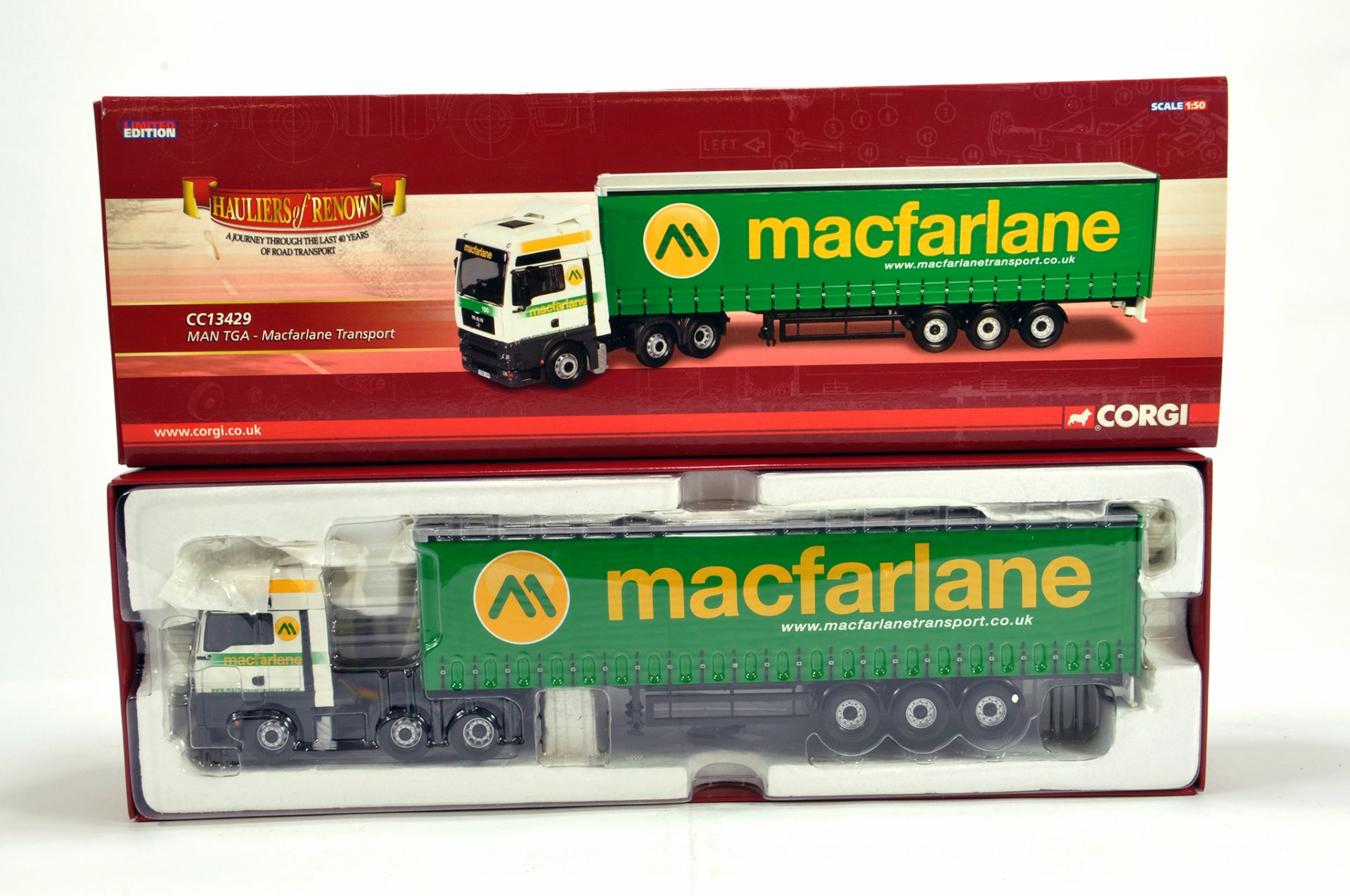 Corgi 1/50 Diecast Truck Issue Comprising No. CC13429 MAN TGA in livery of McFarlane Transport. E to