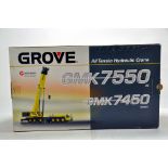 NZG 1/50 Diecast Construction issue comprising Grove GMK 7550 / 7450 ATHC Mobile Crane. NM to M in