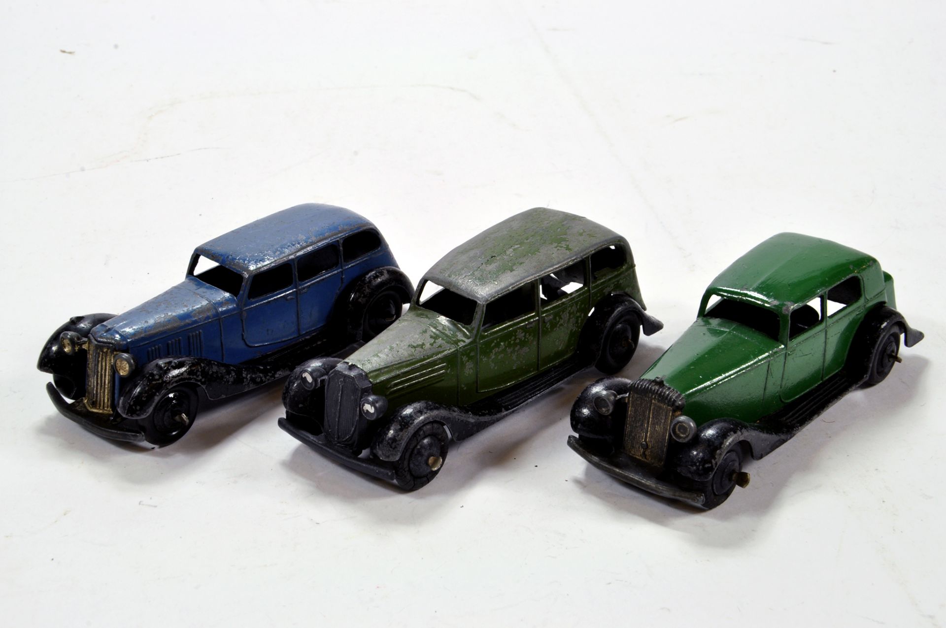 Dinky Trio of Diecast Car Issues comprising Daimler and Vauxhall x 2. Generally F to G. (3)