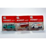 Trio of Husky issues comprising No. 7 Bus, No. 8 Farm Trailer and No. 14 Esso Tanker. E to NM in