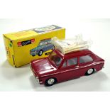 Scarce Empire Made Telsalda Hillman Imp Saloon in crimson red plastic and white accessories. Fine