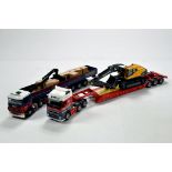 Diecast 1/50 Truck and Trailer Combinations including Low Loader and Excavator Load plus one