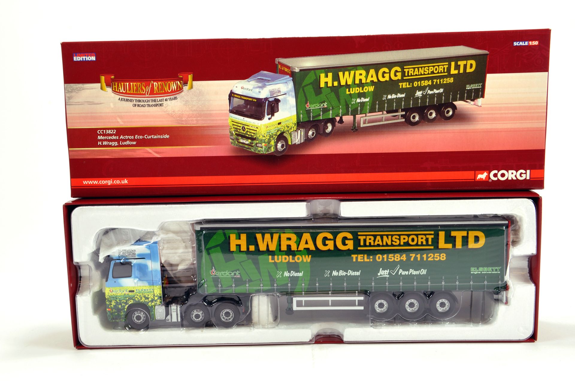 Corgi 1/50 Diecast Truck Issue Comprising No. CC13822 Mercedes Actros Eco Curtainside in livery of H