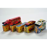 An assortment of Matchbox 1-75 comprising No. 54 Ford Capri, 17 Bus, 66 Empty Box, 20 Lamborghini