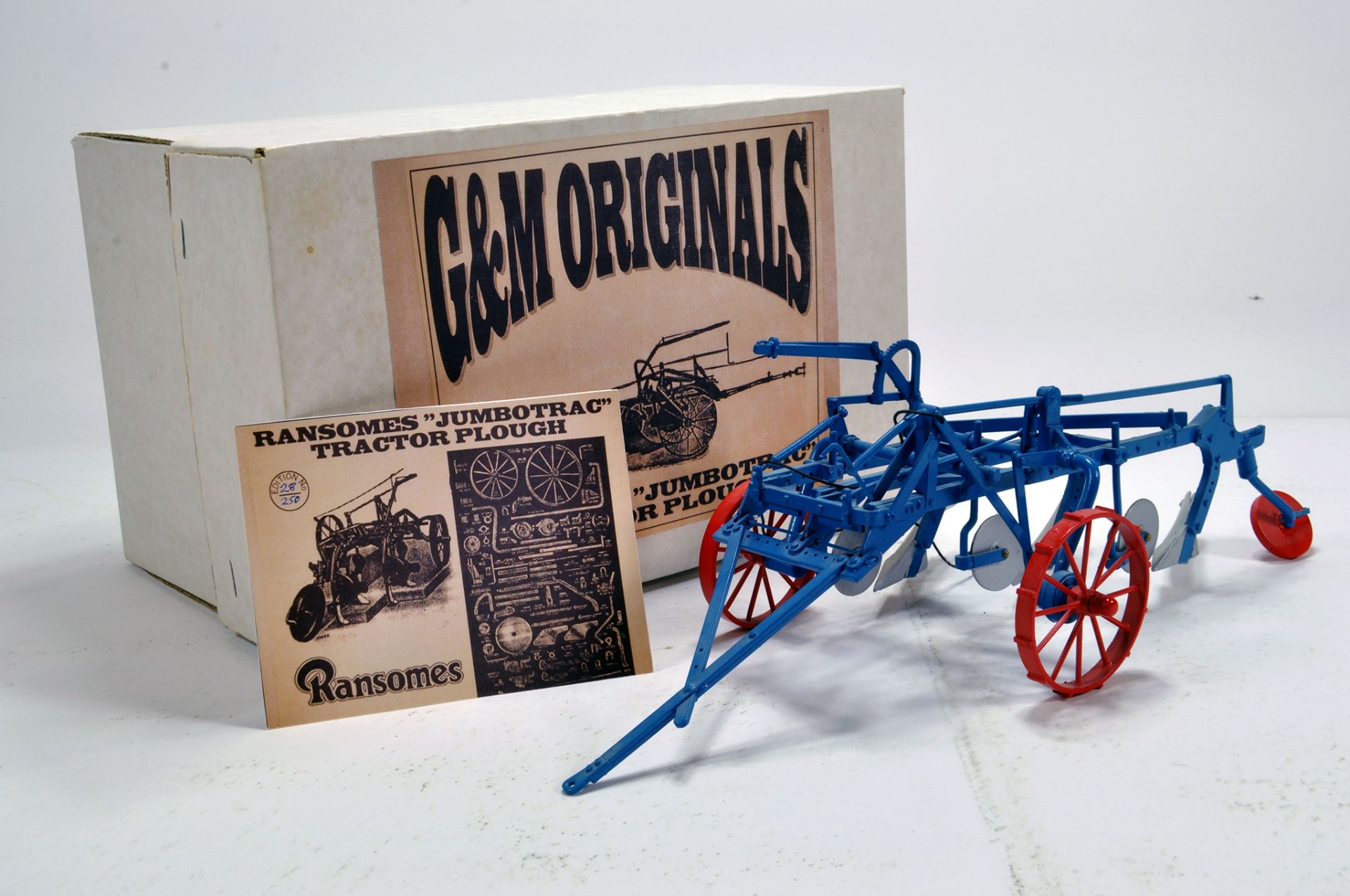 G&M Originals 1/32 Hand Built Issue comprising Ransomes Jumbotrac Tractor Plough. Limited Edition.