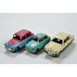 Dinky Trio of Diecast Car Issues comprising Hillman Minx, Austin A30 and Ford Zephyr. Generally F to