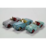 Dinky Trio of Diecast Car Issues comprising Triumph TR2, Sunbeam Alpine and MG Midget. Generally F