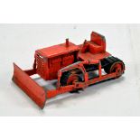 Moko / Lesney diecast Bulldozer with orange body and blade attachment and rubber tracks. Nice
