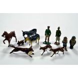 Interesting group of metal figures comprising Fox figures, Dwarf duo, Footballer and others.