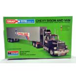 Monogram 1/32 Snap Tite Plastic Model Kit comprising Chevy Bison Truck and Van. Appears Complete.