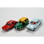 Dinky Trio of Diecast Car Issues comprising Austin Taxi, Ford Escort and Renault Dauphine Mini