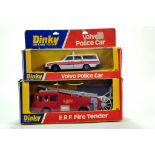 Dinky Diecast Duo comprising No. 243 Volvo Police Car and No. 266 Fire Tender. VG to NM in Boxes. (