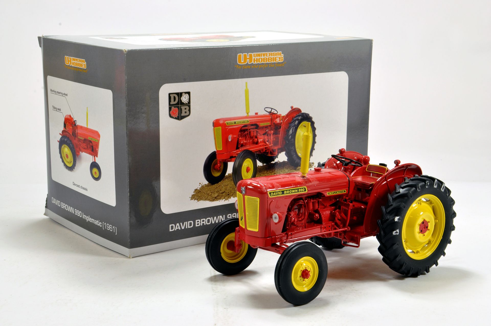 Universal Hobbies 1/16 diecast issue comprising David Brown 990 Tractor. Repaired hence G to VG in