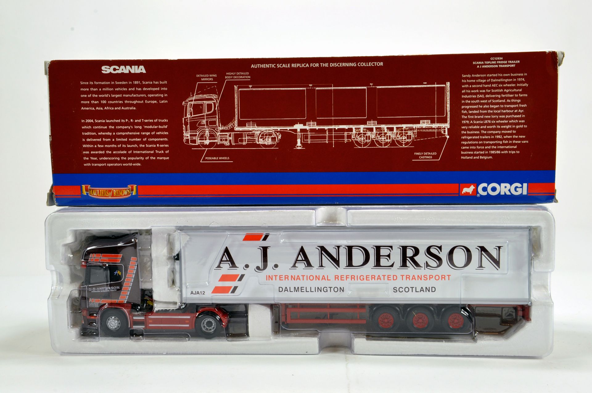 Corgi 1/50 Diecast Truck Issue Comprising No. CC12934 Scania Topline Fridge Trailer in Livery of