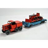 Matchbox Early Moko Lesney large scale Prime Mover with Low Loader Trailer & Caterpillar Bulldozer