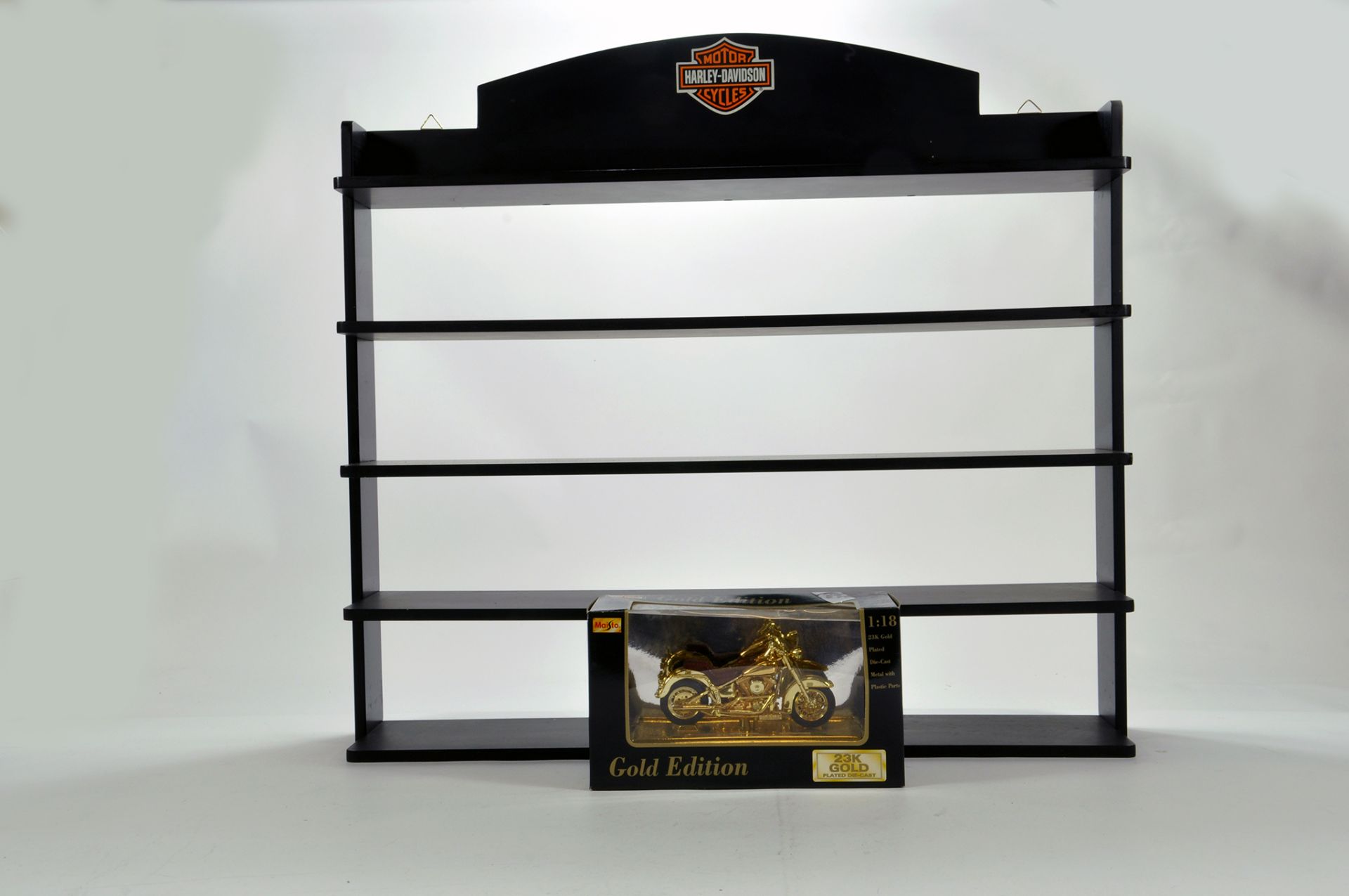 Harley Davidson Motorcycle Model Presentation Shelving plus Special Gold Edition issue.