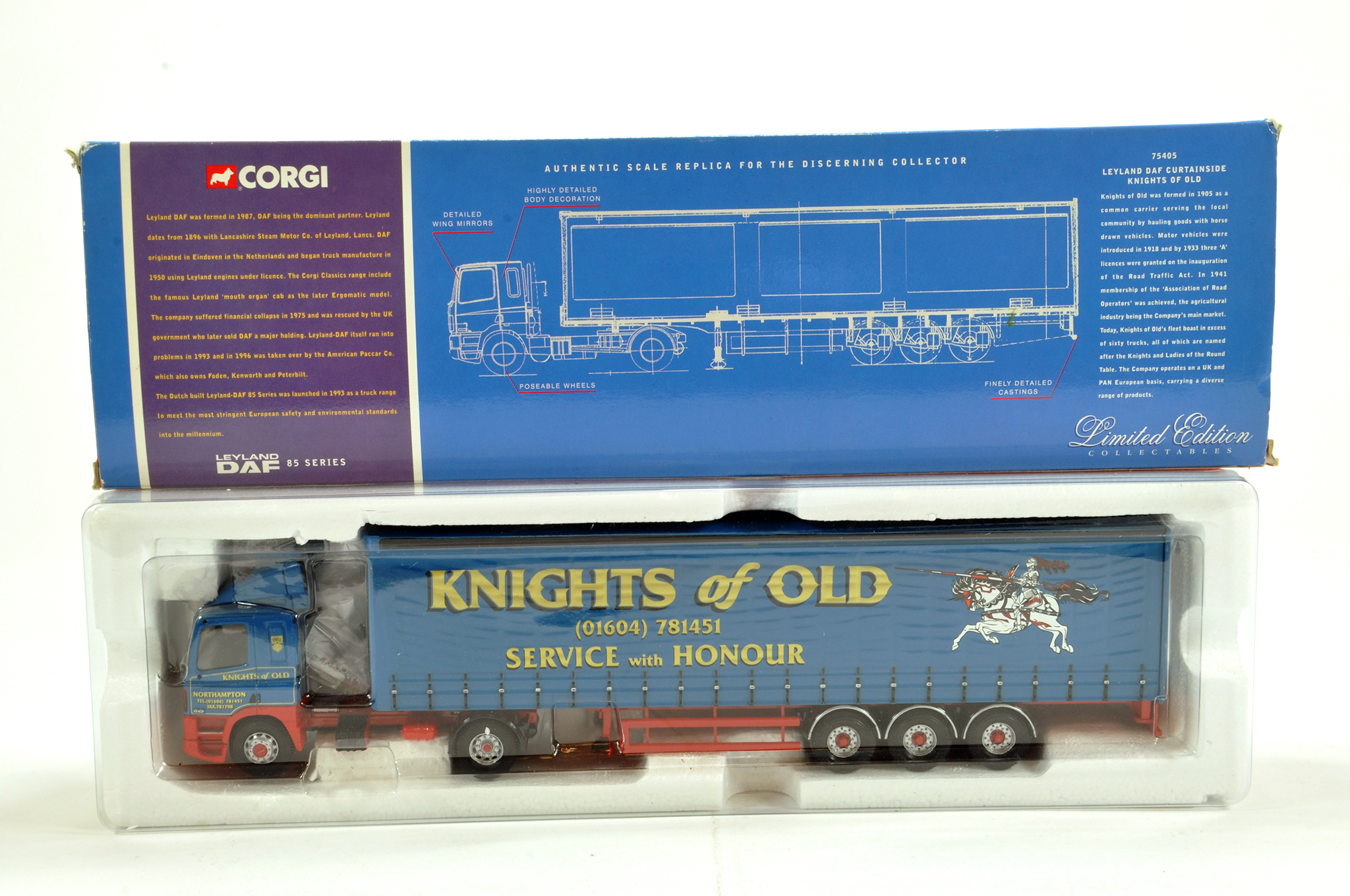 Corgi 1/50 Diecast Truck Issue Comprising No. 75405 Leyland DAF Curtainside in Livery of Knights