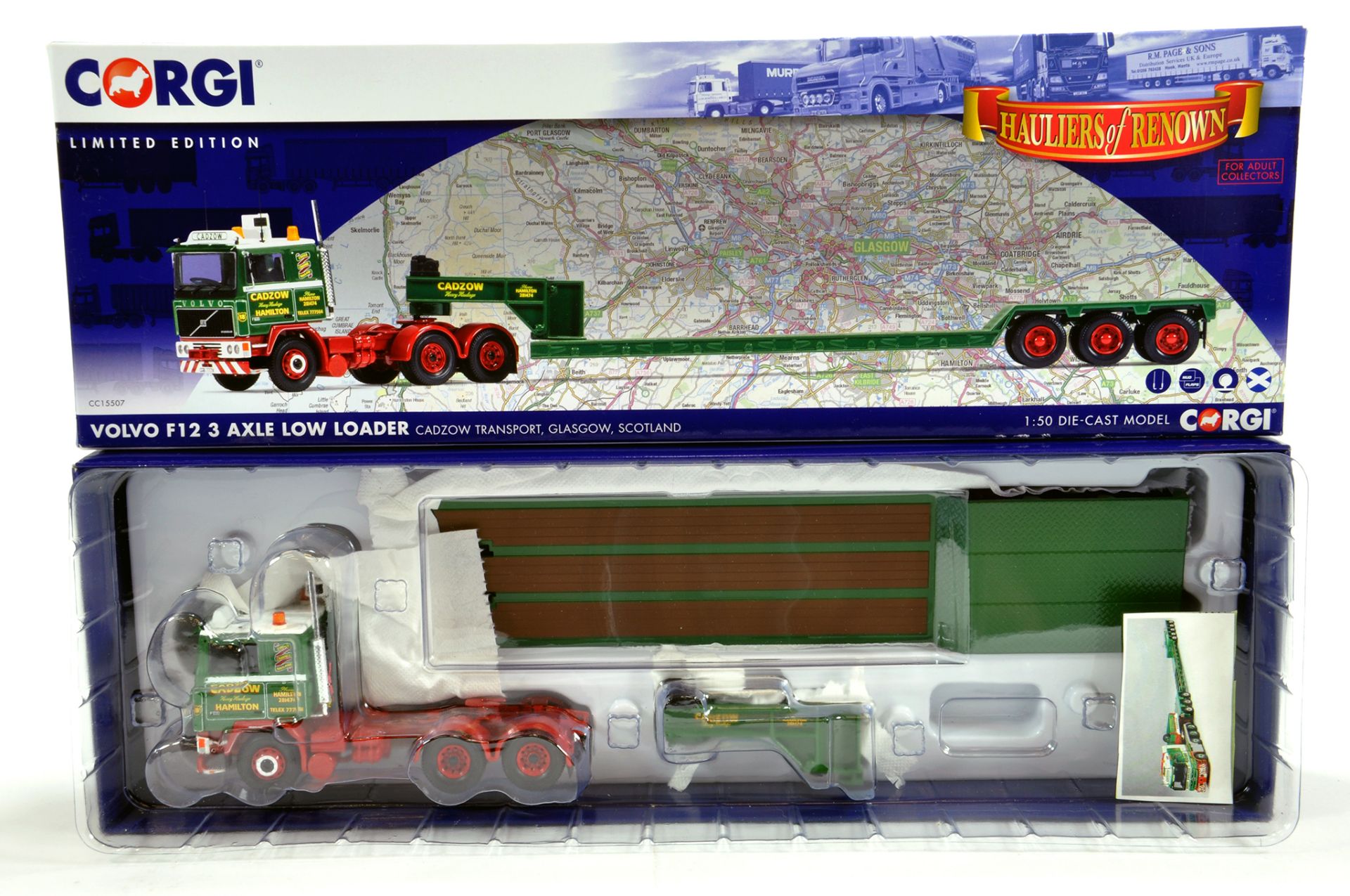 Corgi 1/50 Diecast Truck Issue Comprising No. CC15507 Volvo F12 Low Loader in livery of Cadzow