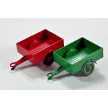 Dinky Duo of Trailers comprising red and green examples. Generally E. (2)