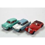 Dinky Trio of Diecast Car Issues comprising Triumph Herald, Ford Anglia and Sunbeam Talbot.