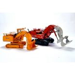 Construction Diecast comprising Conrad 1/50 Demag H135S Excavator plus O&K RH120C. Generally VG to E