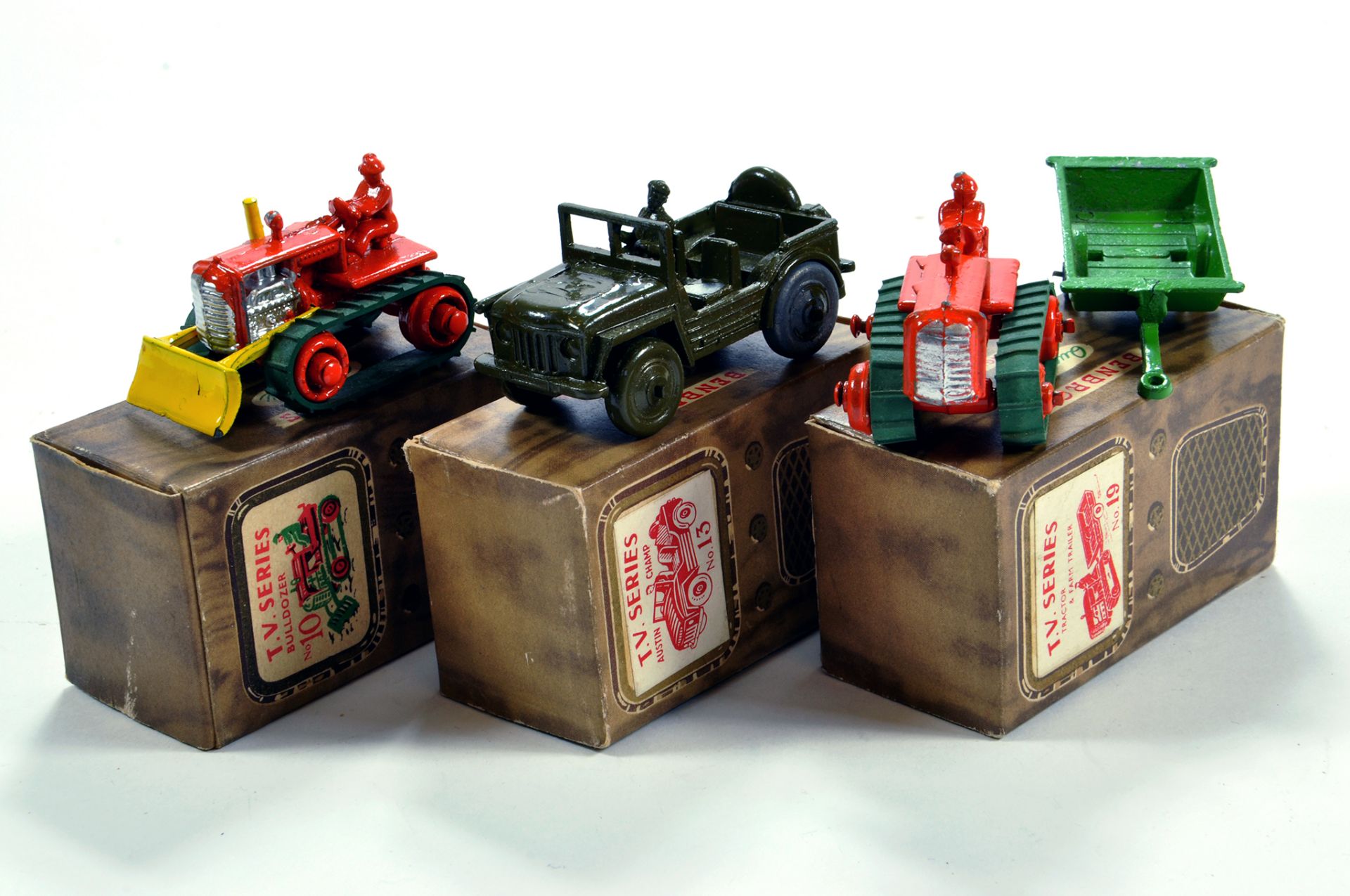 A selection of Benbros TV Series diecast issues comprising Bulldozer, Army Jeep and Crawler