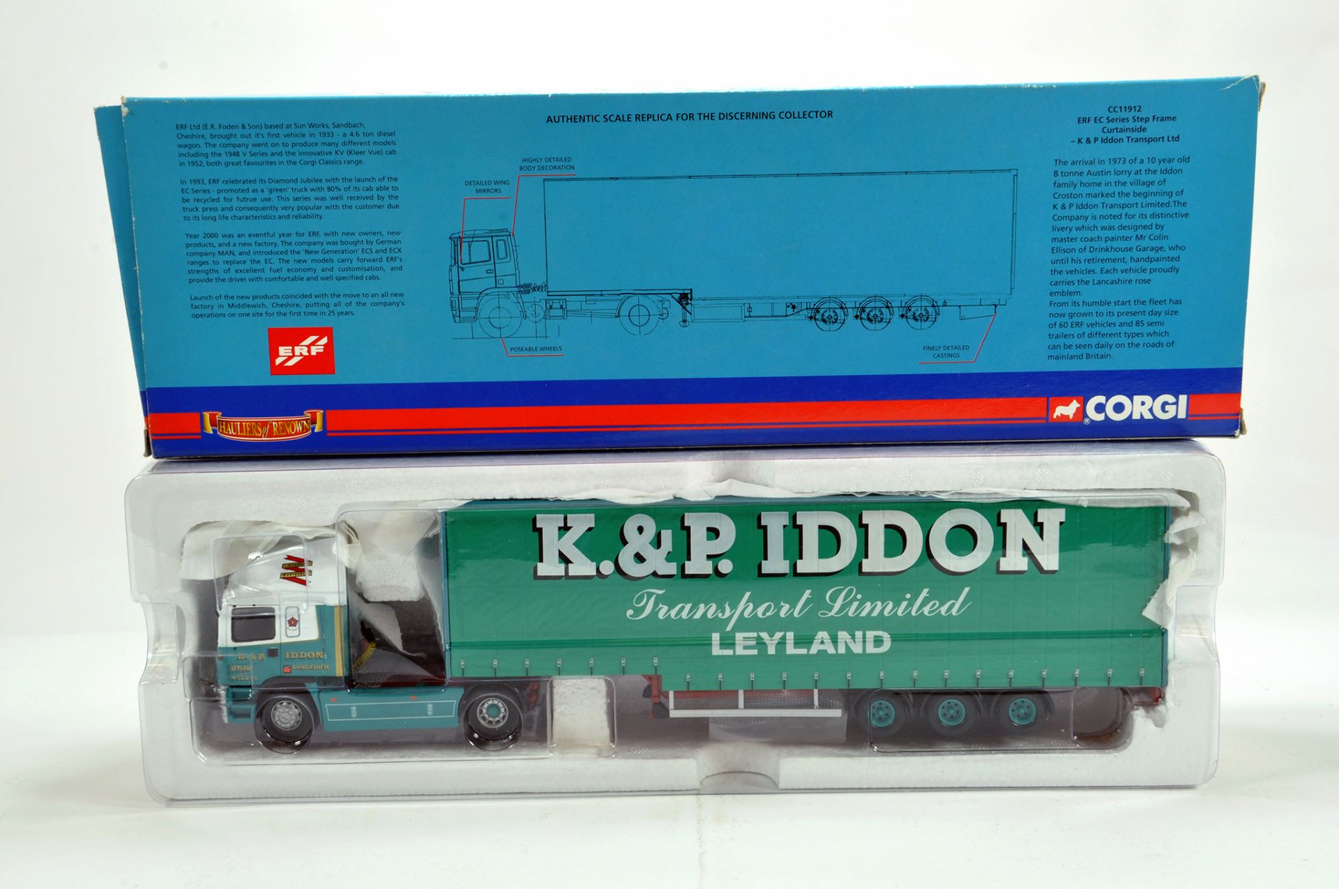 Corgi 1/50 Diecast Truck Issue Comprising No. CC11912 ERF EC Step Frame Curtainside in livery of